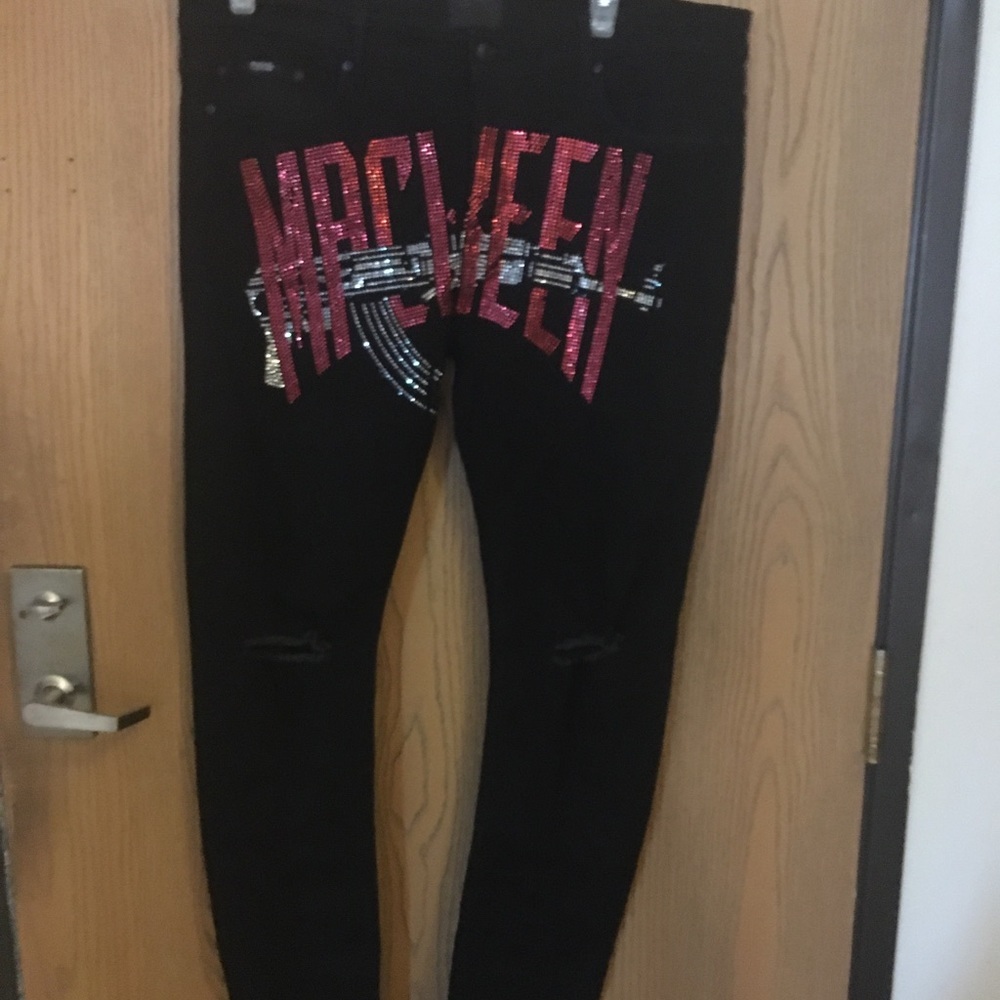 MACKEEN mens jet black jeans size 40